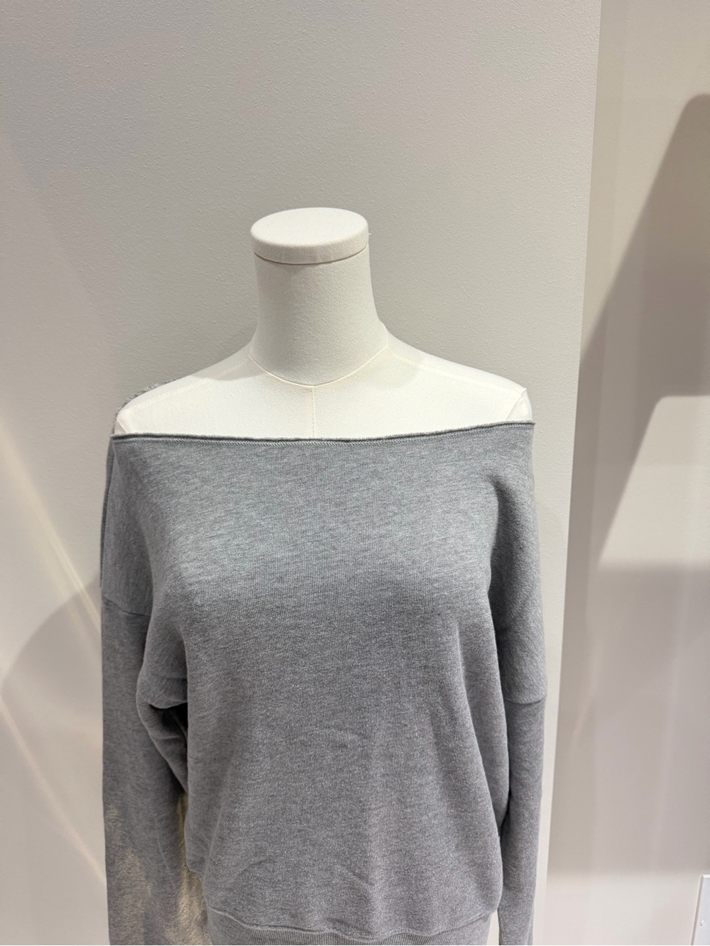 Carbon Off-Shoulder Sweatshirt in Light Gray - Picture 2 of 6